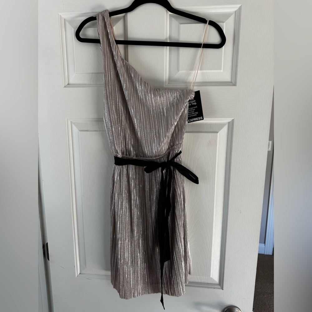 Express Metallic One-Shoulder Dress